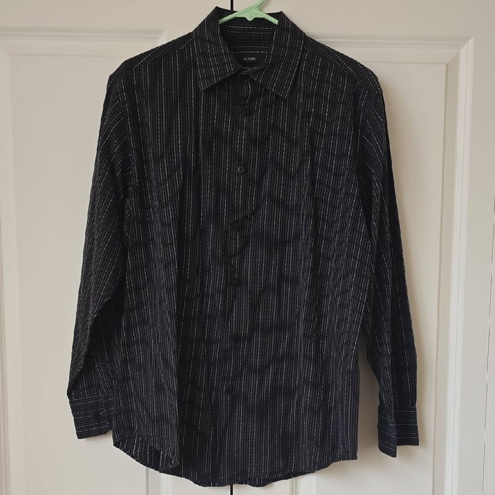 Alfani Black Dress Shirt with White Pinstripes